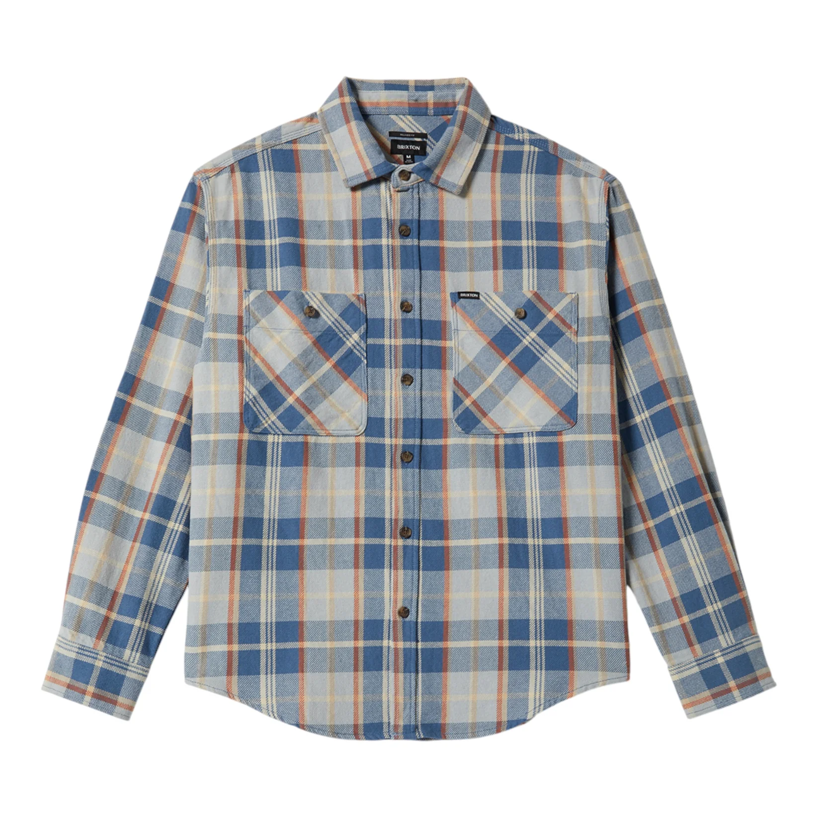 brixton vintage wash l/s flannel blue / soft blue / orange